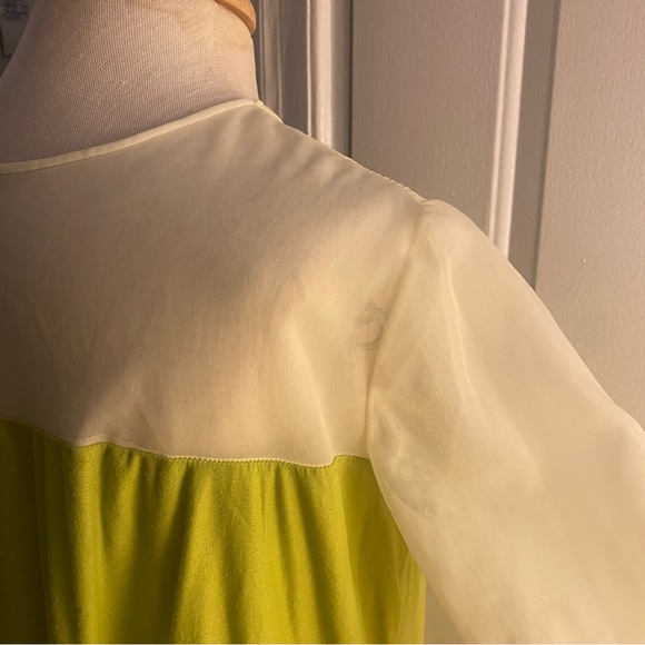 Vintage avocado green cream 3/4 sleeve midi nightgown sleepwear sleep - Picture 8 of 14